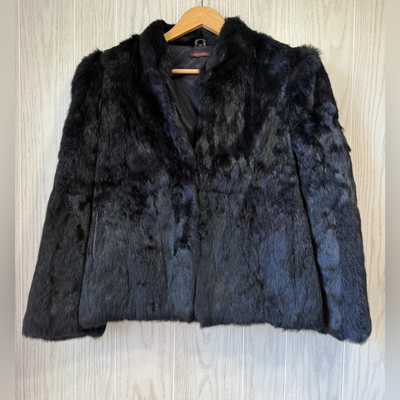 Vintage Safuron Black Rabbit Fur Coat Size M - Picture 1 of 8